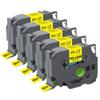 5Pcs 18mm Label Tape TZE241 TZE641 241 Black On White Yellow Compatible with PT D600(Black on Yellow) view 1