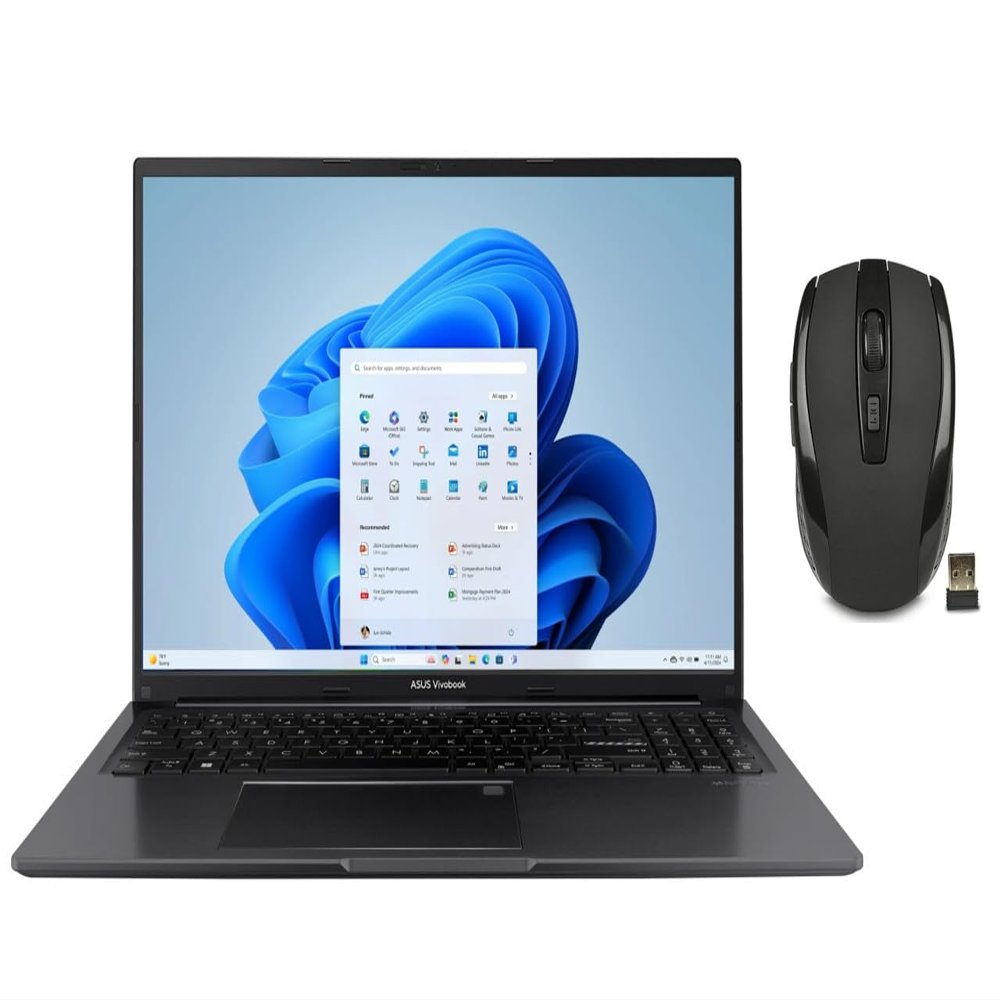 ASUS Vivobook 16" WUXGA 1920 x 1200 Laptop|Intel Core i7-1355U|Intel Iris X Graphics|Black|Backlit| 16GB RAM | 512GB SSD |Windows 11 Home |Bundle with Wireless Mouse