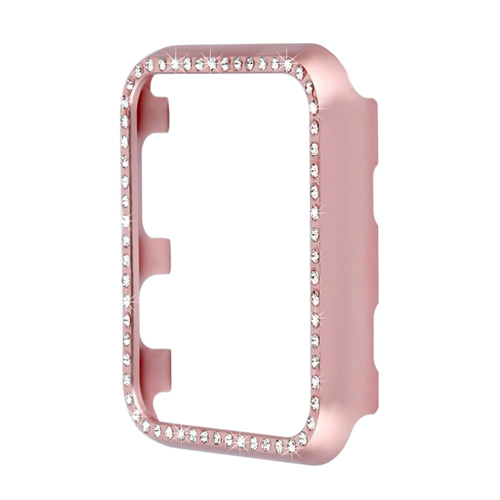 Bumper Cover Glitter Pink Compatible with Apple Watch 41mm Series 8, Aluminum Alloy Metal Watch Bling Shiny Protector Shockproof Protective Frame Cover Compatible with Apple Watch 41mm Series 9/8/7