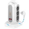 15-in-1 Tower Power Strip 2500W, 9 sockets, 6 USB Charging Ports, Retractable 1.8-Meter Extension Cord Expansion Plug(EU_250V_White) view 1