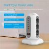 15-in-1 Tower Power Strip 2500W, 9 sockets, 6 USB Charging Ports, Retractable 1.8-Meter Extension Cord Expansion Plug(EU_250V_White) view 2