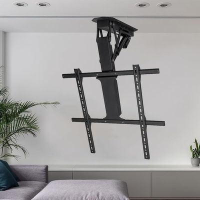 QICBYING Adjustable Ceiling TV Mount Bracket - Motorized TV Mount, 0-85 Flip Down TVs/Monitor Bracket, Telescopic Electric TVs Lift with Auto Lifting, Hidden Drop Down TVs Lift