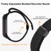Adjustable Braided Wristband Compatible with Plaud NotePin AI Voice Recorder,Breathable Soft Wearable Strap with Magnetic Buckle and PC Case,Lightweight Band,Note Ai Voice Recorder Accessories,Black view 4