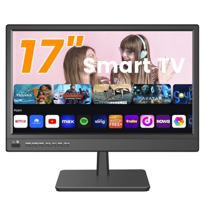 Jexiop 17inch Smart TV,Full HD 1080p LED Flat Screen with ATSC TV,with Built-in HDMI/USB-Suitable for Kitchen Kid's Room Basement or RV Camper