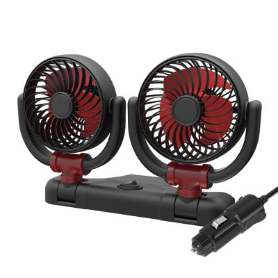 ECVGHD Upgraded Double Head USB/12V/24V Fan For Car With Powerful Cooling 360Rotation 2 Speed Desk For Home Electric Kit