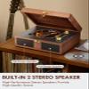 CD Player with Built-in Speakers Portable with Bluetooth Input&Output Nostalgic Desktop CD Players for Home Music Box Player with Stereo Sound Remote Control Brown view 2