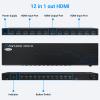 12 Port 8 Port HDMI Switch 12 in 1 Out- 4K HDMI Switcher Selector with IR Remote Control, 4K@30Hz Compatible with Laptop, PS5, Xbox, Fire TV, Blu-ray Player, Set-top Box, TV, Monitor, Projector view 2