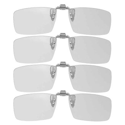 MECCANIXITY 4 Pcs Polarized Clip-on 3D Glasses, Passive Square 3D Viewing Glasses Frames for RealD/Image Maximum Movies Theater Games TV Photo Projector (Metal Clip)