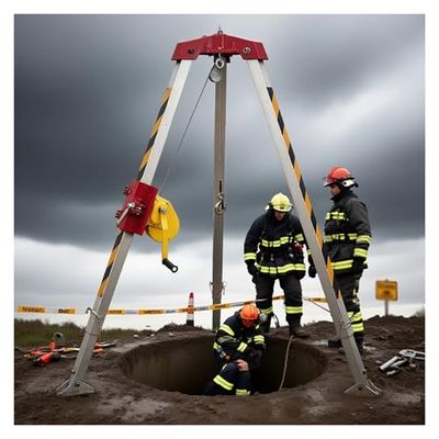 Heavy Duty Confined Space Tripod Kit with 1800 Lbs Winch, Industrial Hoist for Lifting & Rescue, Aluminum Safety Equipment for Emergency Response & Commercial Use