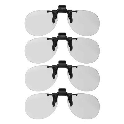 MECCANIXITY 4 Pcs Polarized Clip-on 3D Glasses, Passive Circular 3D Viewing Glasses Frames for RealD/Image Maximum Movies Theater Games TV Photo Projector