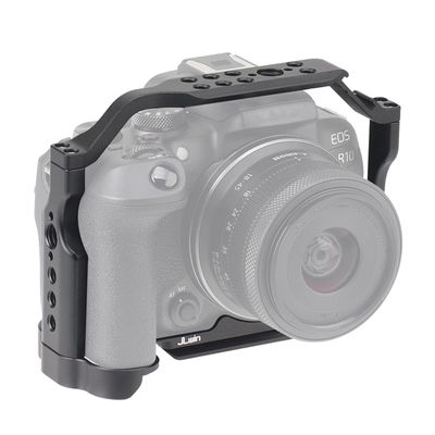 FOTGA Camera Cage for Canon EOS R10 Camera, with Cold Shoe 1/4" Screw Mouting, 3/8"-16 Locating Pins for Arri Grip, Quick Release Plate for Arca Tripod