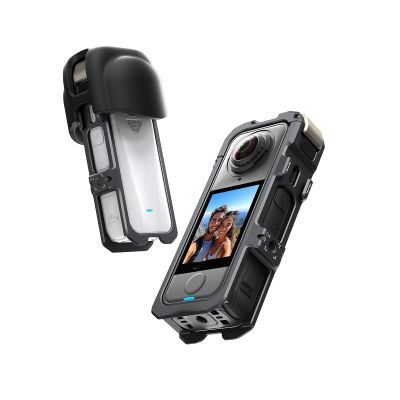 Metal Cage Compatible with Insta360 X4 Air - Wind Noise Reduction, Lightweight Frame with Quick Release & Lens Cap