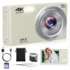 Digital Camera, 2026 Upgraded FHD 4K Small Digital Cameras with 64GB SD Card 2 Batteries, Compact Digital Camera with 16X Digital Zoom, Autofocus Travel Cameras for Vlogging for Teens Kids Boys Girls view 1