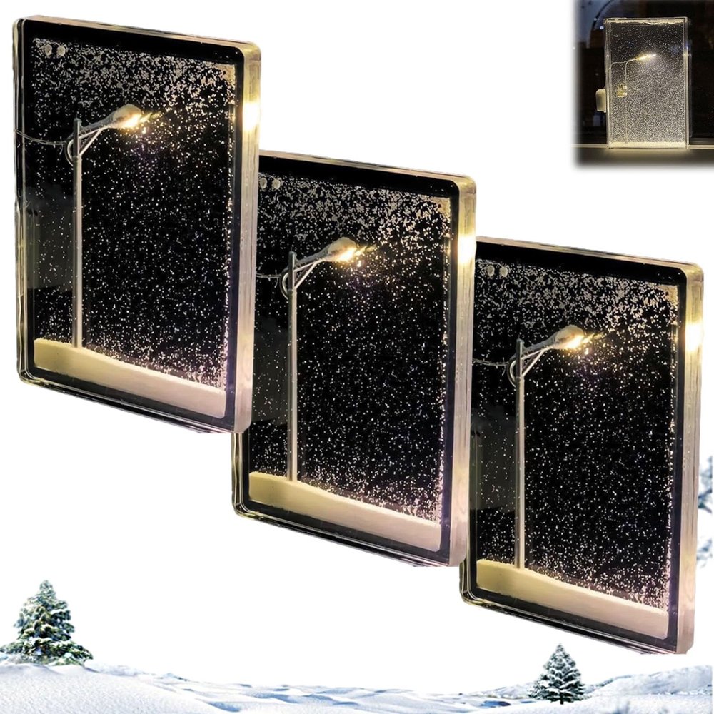 Magic Snow Lamp, Snow Tales Lamp, Night Street Lamp Christmas Snow Scene Light DIY Materials, for Bedroom Christmas Indoor Party Decoration (3pcs)