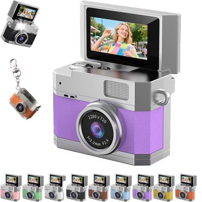 2026 New Thumb-Sized Flip Screen Mini Camera, Digital Retro CCD HD Portable Pocket Camera with 180 Flip Screen, Video Mode & Beauty Filters, Tiny Travel Vlog Keychain Cam for Travel Party Vlog (G)