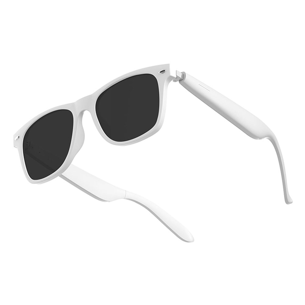 CatXQ AI Smart Glasses | Bluetooth Glasses for Men & Women | Touch Control | Translation | AI Noise Cancellation | Hands-Free Calling for Travel Business Office - Sunglasses & White