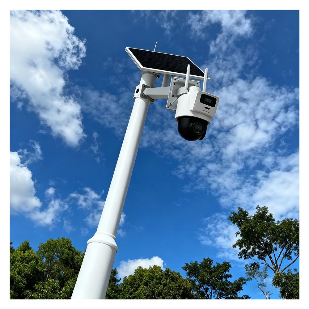 ERRULAN Segmented Galvanized Steel CCTV Pole, Universal Security Camera Mount Outdoor, All-Weather Surveillance Post Stand for School/Parking Lot/Mall/Community(Light Coffee,Height 4.5m/14.8 ft)