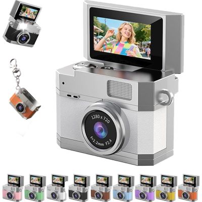 2026 New Thumb-Sized Flip Screen Mini Camera, Digital Retro CCD HD Portable Pocket Camera with 180 Flip Screen, Video Mode & Beauty Filters, Tiny Travel Vlog Keychain Cam for Travel Party Vlog (A)