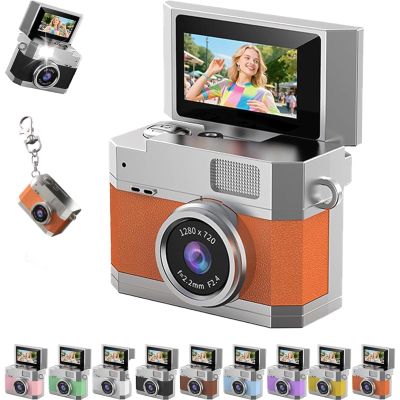 2026 New Thumb-Sized Flip Screen Mini Camera, Digital Retro CCD HD Portable Pocket Camera with 180 Flip Screen, Video Mode & Beauty Filters, Tiny Travel Vlog Keychain Cam for Travel Party Vlog (F)