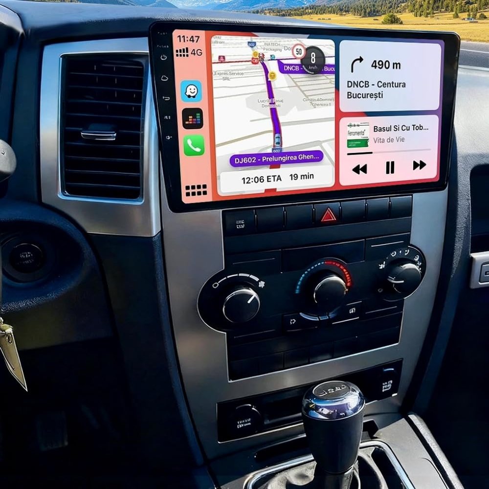 10" Car Radio for Jeep Grand Cherokee 2005-2011 Double Din with Carplay and Android Auto Car Stereo Head Unit w/GPS Touch Screen Bluetooth 5.0 WiFi Navi FM RDS Split Screen SWC Backup Camera, 2+32G