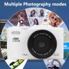 Jiawu 4K Digital Camera, 18X Digital Zoom WiFi Mirrorless Camera, Vlogging Cameras for Starter Kid Children Teen Student Girl Boy, Shoot Cam with 3 Inch Flip Screen, Anti Shake (White) view 3
