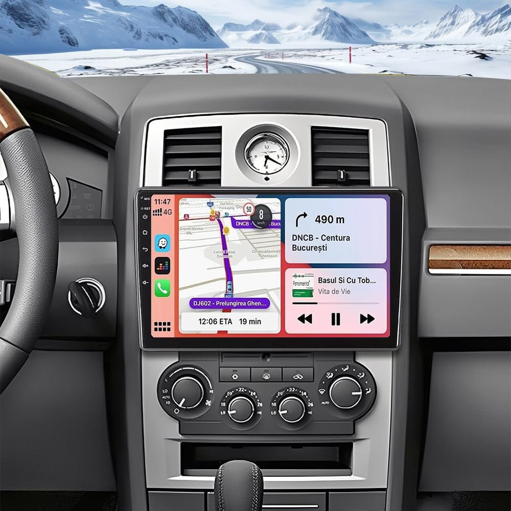 10 Inch Car Stereo for Chrysler 300 2005-2010 with Carplay and Android Auto Double Din Car Radio Head Unit w/GPS Navi Touch Screen Bluetooth 5.0 WiFi FM RDS Split Screen SWC Backup Camera Mic, 2+32G