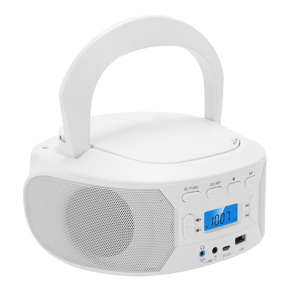 Sanpyl Bluetooth Portable CD Player Top Loading with MP3 USB AUX in FM Radio, Home Music Player with Headphone Jack and 5 EQ Modes for CD R RW (US Plug)