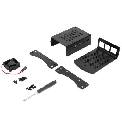 ANKROYU 4 Case Aluminum Alloy Cooling Enclosure with Fan Wall Mount Protective Shell for Pi 4B 4GB 8GB Includes Mounting Brackets Screws and Screwdriver