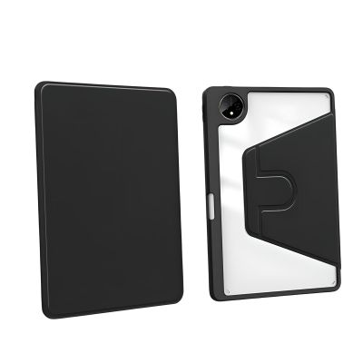 360 Rotating Tablet Cover with Stylus Holder Compatible with Huawei MatePad Pro 13.2'' 2023 2025 Models Transparent Back Panel(Black)