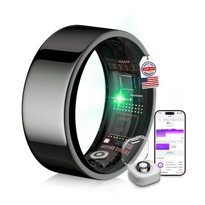 MSDQQTIY 6.0 Smart Ring and Charging CaseIndustry First  0 Measurement ErrorIP68 Waterproof 2025 Smart Ring for Women & Men for Sleep Tracking Wearable Device,Fitness Ring Black 12#