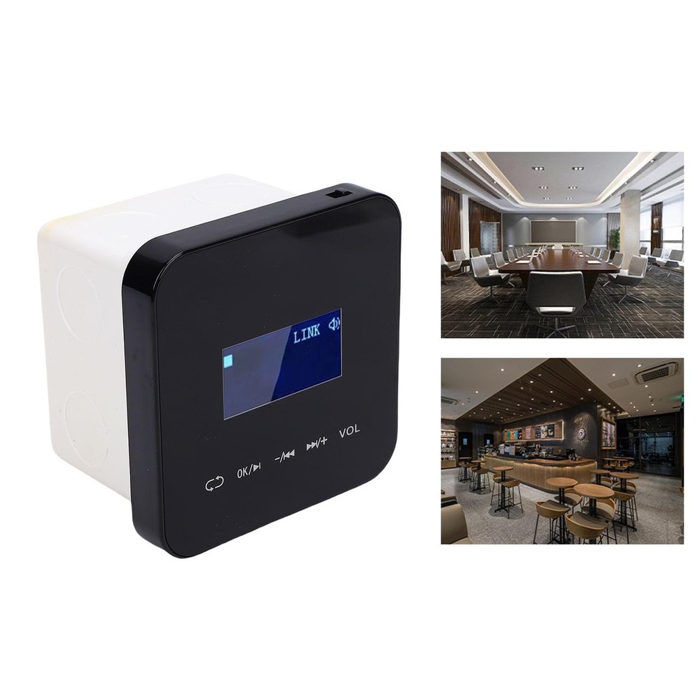 Sanpyl Wall Mount Music Amplifier 2 Channel with 1.7 Inch LCD Display, Bluetooth 5.0 Wireless IR Remote Support MP3 WMA WAV AAC APE (Black)