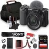 Sony ZV-E10 Mirrorless Camera Kit with 16-50mm II Power Zoom Lens (Black) | APS-C Sensor | Compact Creator Tool + 64GB Card + Bag + Card Reader + HDMI Cable + Flex Tripod + Hand Strap + More view 1
