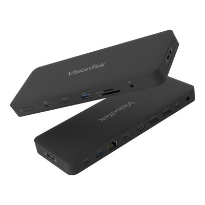 VisionTek VT8100DL Four Display Docking Station for Windows, MacOS, ChromeOS, Connect with USB-C, Thunderbolt 5/4/3, 100W Laptop Charging, 4K Displays, 2X HDMI, 2X DisplayPort, USB-A, USB-C, SD Reader