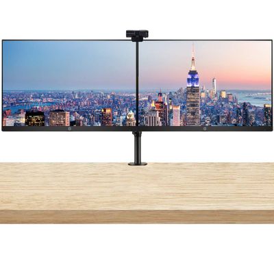 HP P27H 27 Inch FHD IPS LED Backlit LCD Anti-Glare Monitor 2-Pack Bundle with PW313 Full HD 1080p Live Streamer Webcam & Desk Mount Clamp Dual Monitor Stand