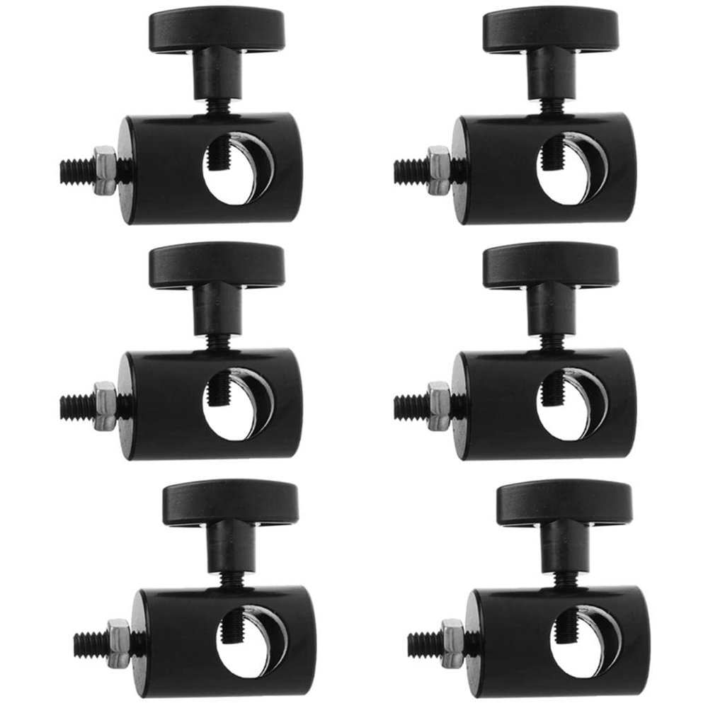 6 Pack 5/8 Inch to 1/4 Inch Adapter, 16mm Female to 17mm Thread Converter for Light Stand Mounting Hardware, Black
