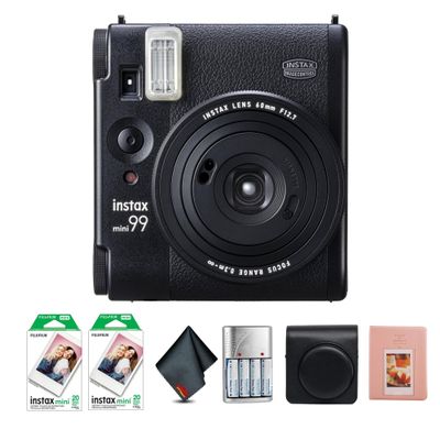 Fujifilm Instax Mini 99 Instant Camera Bundle with Fuji Instax Mini Instant Film Value Pack (40 Sheets) + Vintage Style Compatible Carrying Case - Black+ Photo Album  64 Pockets + More