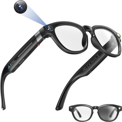 Ai Smart Glasses with Camera, 1080P HD Video Recording Glasses, Real-Time Translation, Bluetooth Audio Smart Glasses with Color-Changing Lenses for Travel, Sports, Outdoor Use