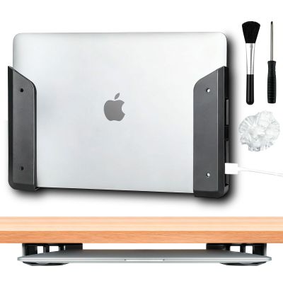 Under Desk Laptop Mount tray Wall Mount Holder with Screws for 10-17 Inch Laptop, Hard Plastic Under Desk Mounting Bracket for Office & Home, providing easy access while keeping your desk clutter-free