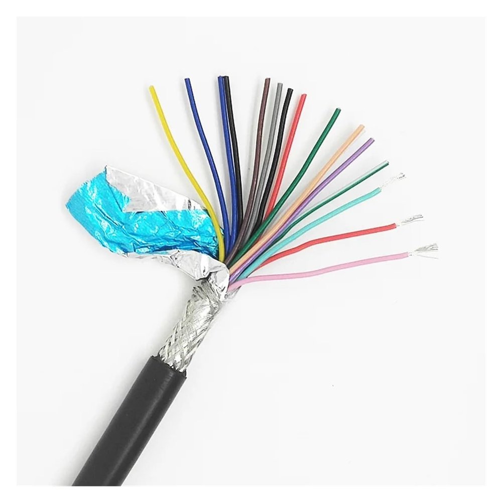 Wire and cable RVVP16Cores Shielded Cable 26AWG 24AWG 22AWG 20AWG 18AWG 1/5/10Meter Control Signal Copper Wire Black PVC Insulated Audio Cable Wire and cable(10 Meters,16CORES_18 AWG 0.75MM2)