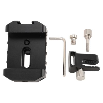 Juqrelith Universal SSD Mounting Bracket, Aluminum Alloy Solid State Drive Holder with Cold Shoe and 1 / 4in Thread Slot - Adjustable Clamping, Versatile Installation, Lightweight and Dura