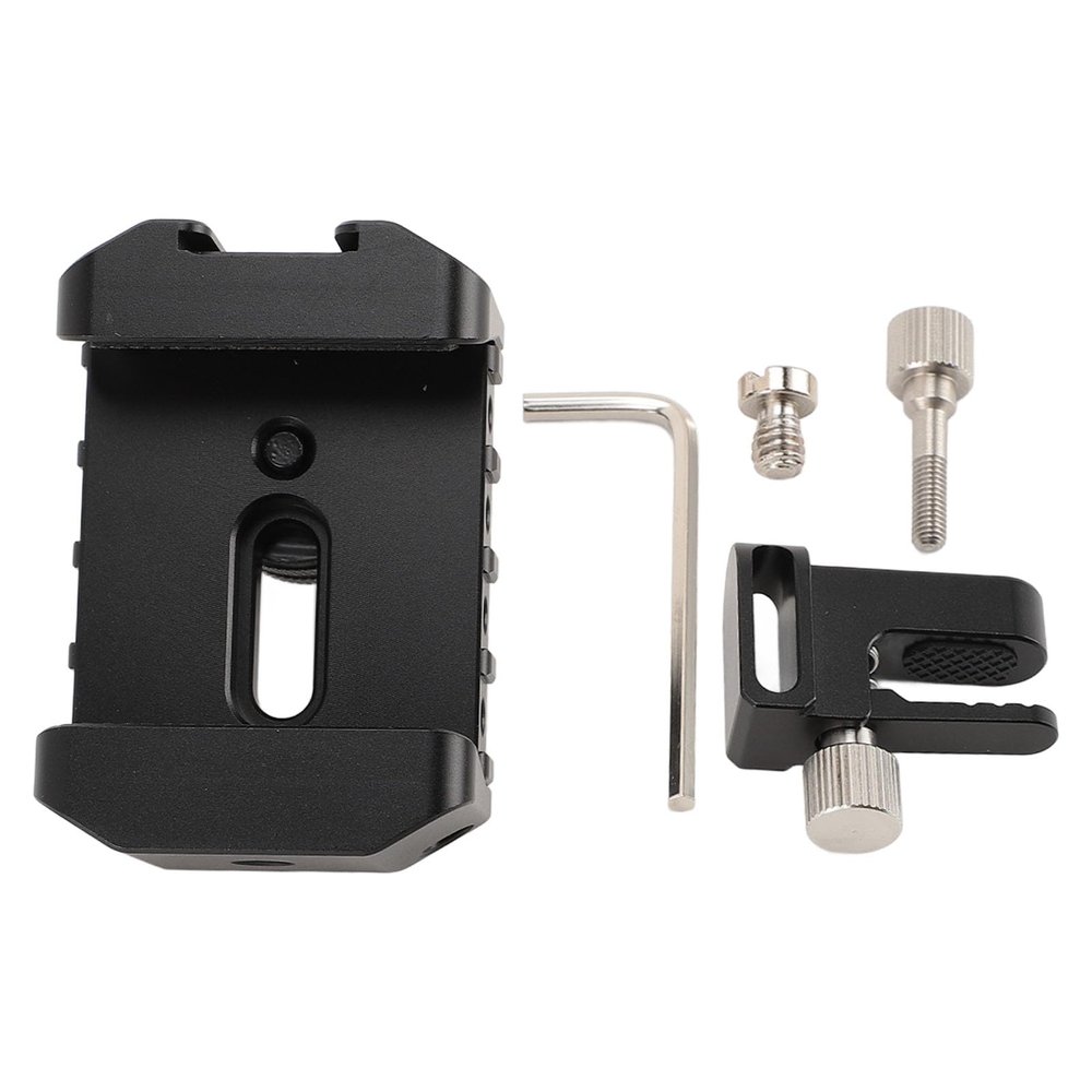 Juqrelith Universal SSD Mounting Bracket, Aluminum Alloy Solid State Drive Holder with Cold Shoe and 1 / 4in Thread Slot - Adjustable Clamping, Versatile Installation, Lightweight and Dura