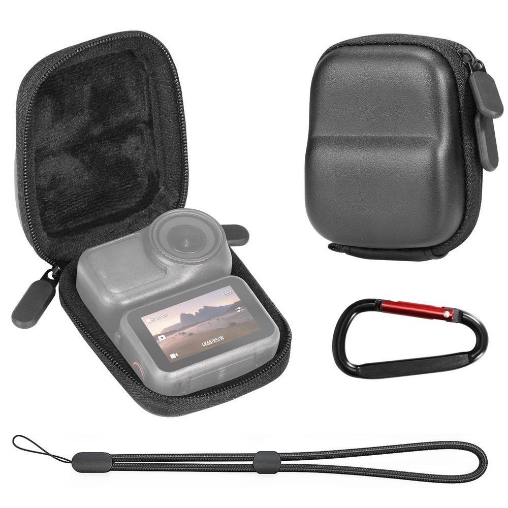 AMAZEAR Carry Case for DJI OSMO NANO/Xtra Atto Accessories, Nano Portable and Compact Travel Bag Hard Shell Leather Case with Soft Inner for Protection, Organization, and Storage, Black