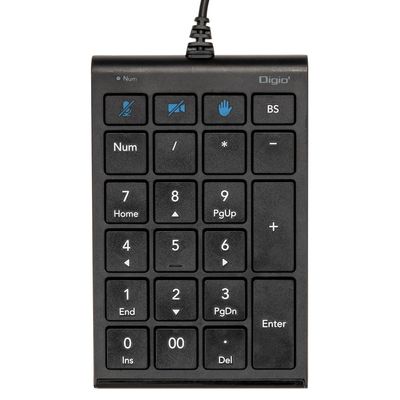 Digio2 Z2988 USB Numeric Keypad Wired with Zoom-Compatible Assignment Key Black