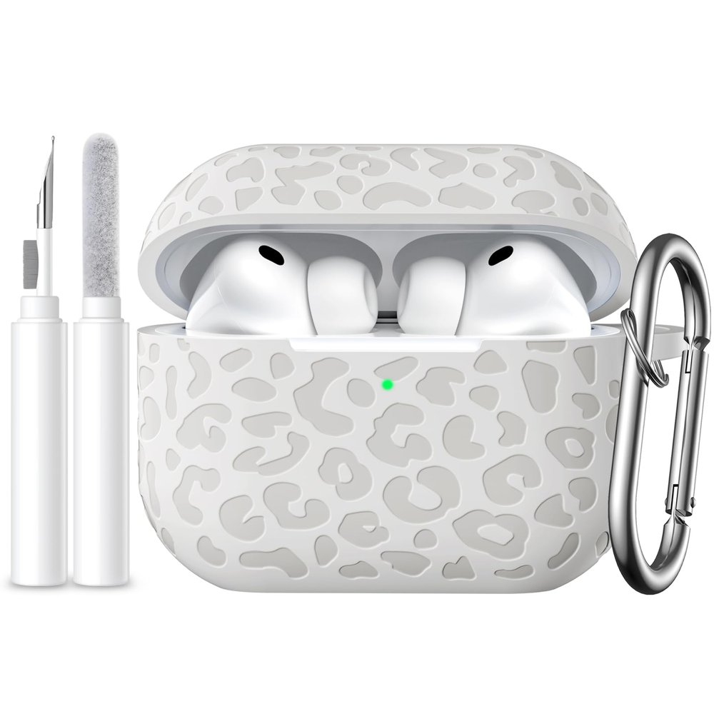 DGege Leopard Engraved Compatible for AirPods Pro 3 Case Cover(2025),Soft Silicone Compatible with Apple AirPods Pro 3 Case for Women,Cute Air Podspro3 Case with Keychain &Cleaning Kit