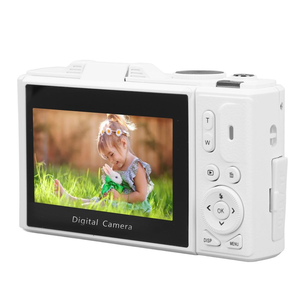 ZAICOLER 4K 64MP HD Digital Camera Support Uhd 4K Video Recording 18x Digital Zoom Function 3 Inch Flip Screen Mirrorless Camera with Multifunctional Features for Travel Beginners (White)