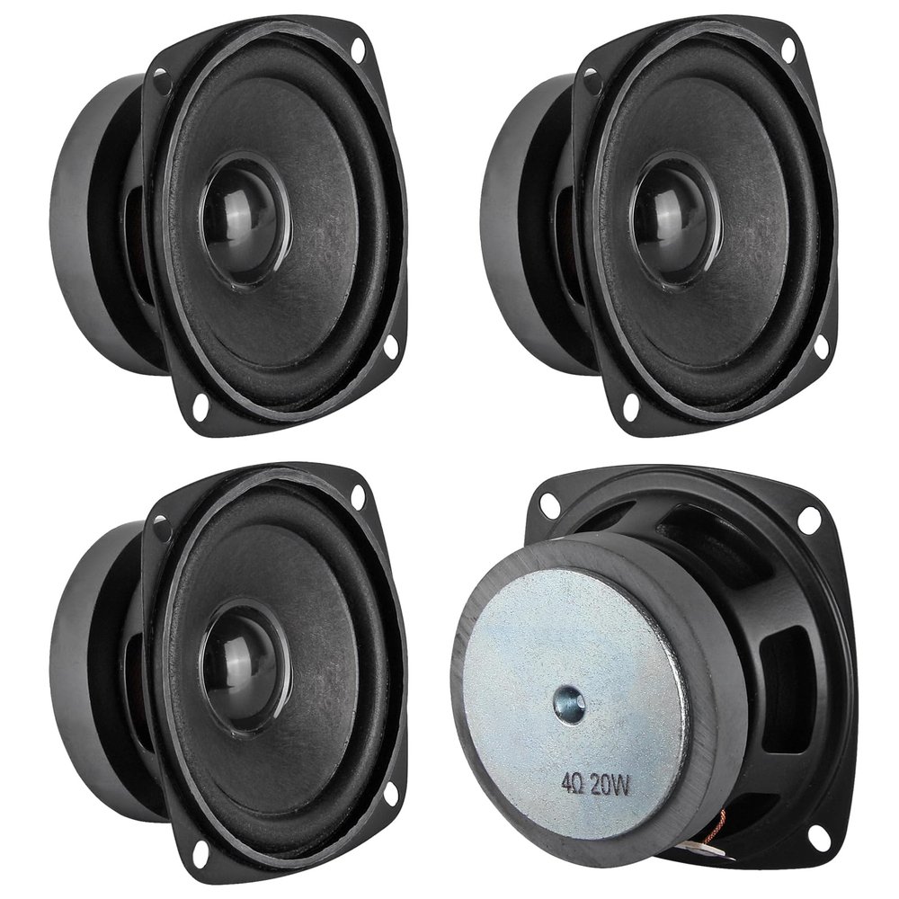 DWEII 4PCS 34Ohm 20W Full Range Audio Speaker Stereo Woofer Loudspeaker for Arduino DIY Waterproof HiFi Woofer Speaker Car Audio Subwoofer Stereo Systems