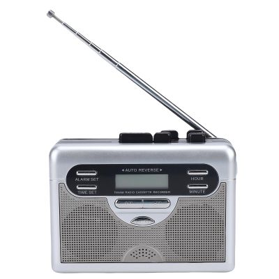 Bewinner Cassette Player AM FM Radio, Retro Cassette Tape Player Recorder with Digital Clock Timer, Built in Speaker & 3.5mm Microphone Earphone Jack, Compact Gift for Music Lovers