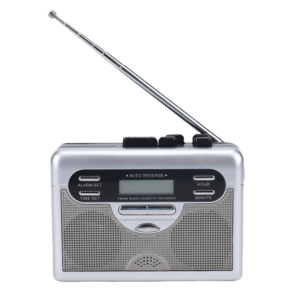 Bewinner Cassette Player AM FM Radio, Retro Cassette Tape Player Recorder with Digital Clock Timer, Built in Speaker & 3.5mm Microphone Earphone Jack, Compact Gift for Music Lovers