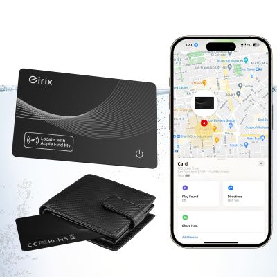Wallet Tracker Card,Thin Finder, Item Finder Works with Apple Find My (iOS Only), IP68 Waterproof Item Locator for Luggage Tags, Passports, Bags (1 Black)