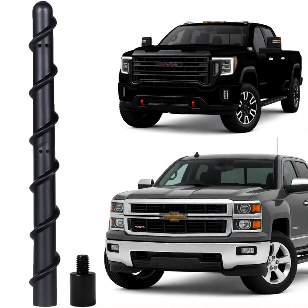Acdogeer Short Antenna Compatible with Chevy Silverado 1500 & GMC Sierra Trucks, Internal Copper Coil for Enhanced Reception, 7 inches Spiral Rubber Chevy Antenna Replacement Accessories
